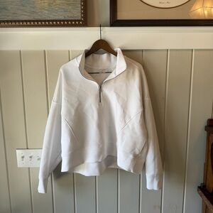 CALIA by Carrie Underwood White Zip-Front Pullover, Scuba Lookalike, Size XXL